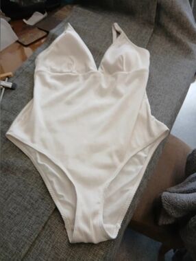 Ribbed White One-Piece Swimsuit